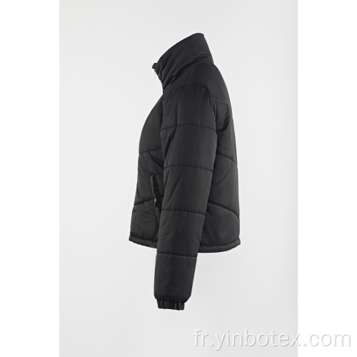 manteau noir à glissière avec col montant